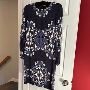 Tory Burch Elegant Navy and White Patterned Dress